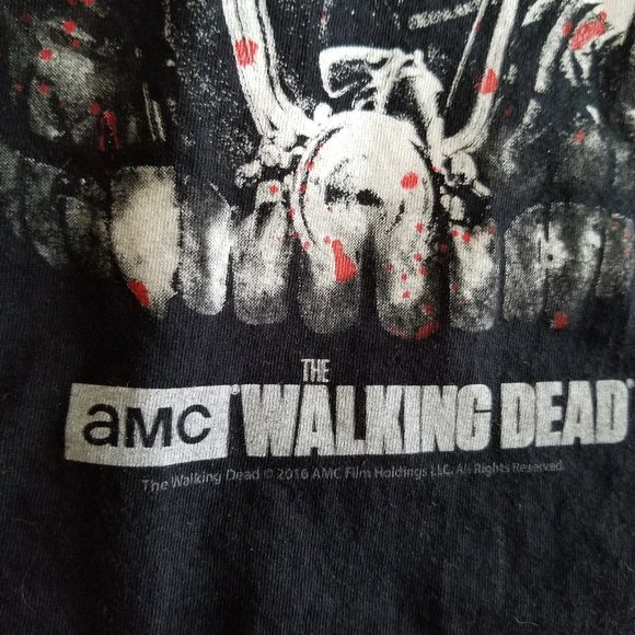 AMC The Walking Dead 2016 Graphic Tee Collage of Cast in Skull Black - Picture 6 of 10